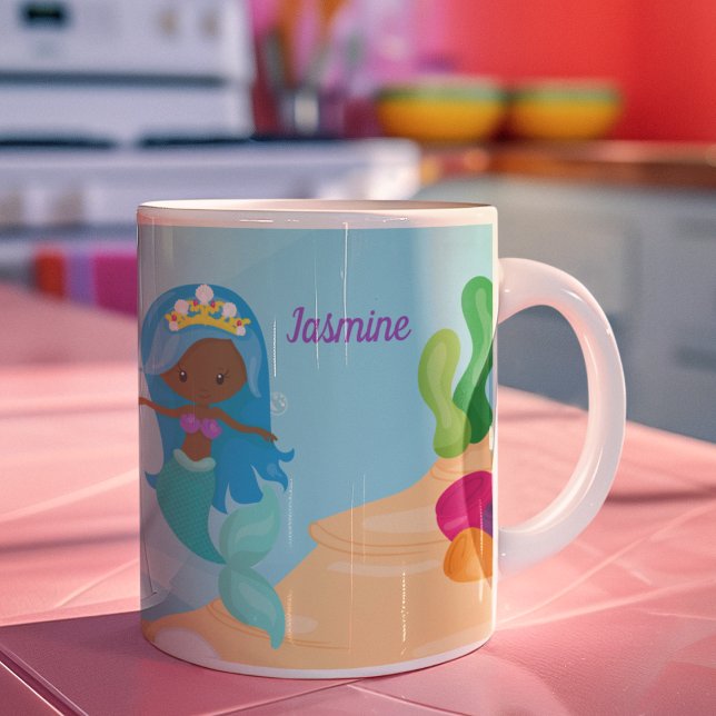 Taza De Café Chica de sirenas afroamericanas cute hijos Persona (Subido por el creador)