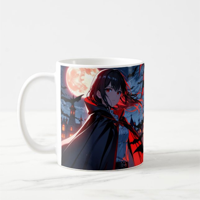 Taza De Café Chica de vampiros Mug - Café Anime Halloween Mug (Izquierda)