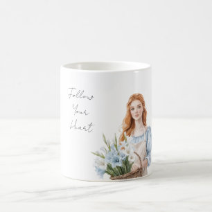 Taza De Café Chica de vestido azul flores blancas azules