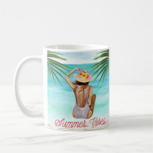 Taza De Café chica de vibraciones de verano en traje de baño en