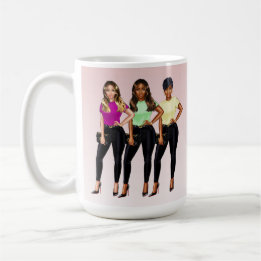 Taza De Café Chica De Vuelo Mujeres Bossy Rosadas Y Blancas