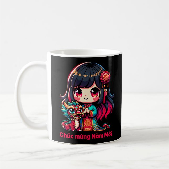 Taza De Café Chica del Año Nuevo Vietnamita y Dragón Rojo (Izquierda)