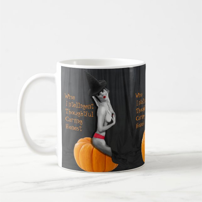 Taza De Café Chica del Gótico de la Buena Bruja Sexy Pinup Meme (Izquierda)