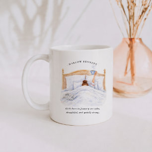Taza De Café Chica del mes de nacimiento de enero   Monograma 