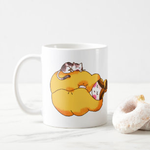 Taza De Café Chica durmiente con gato acogedor