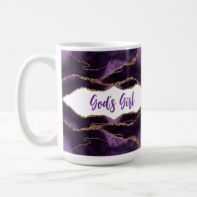 Taza De Café Chica elegante del Dios Inspirador morado y oro (Izquierda)
