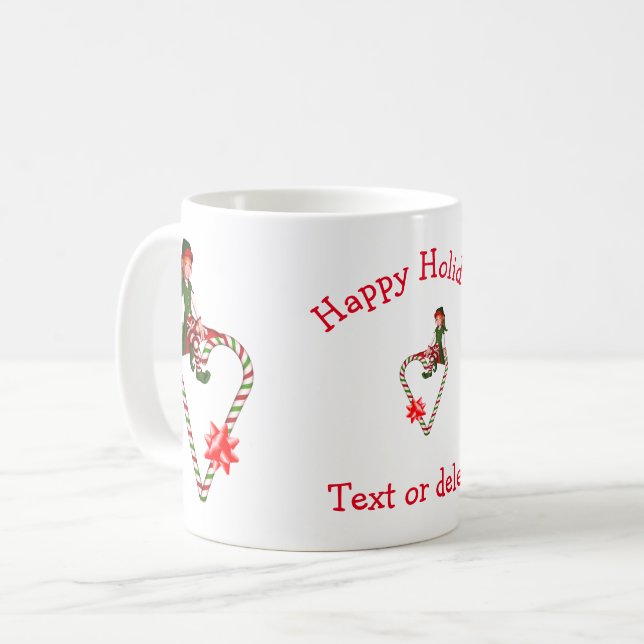 Taza De Café Chica Elf Candy Cane Navidades feriado (Anverso izquierdo)
