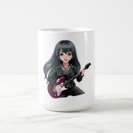 Taza De Café Chica emo con cabello negro largo