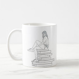 Taza De Café Chica en arte de línea de libros