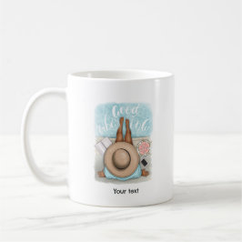 Taza De Café Chica en bicicleta en primavera
