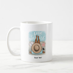Taza De Café Chica en bicicleta en primavera
