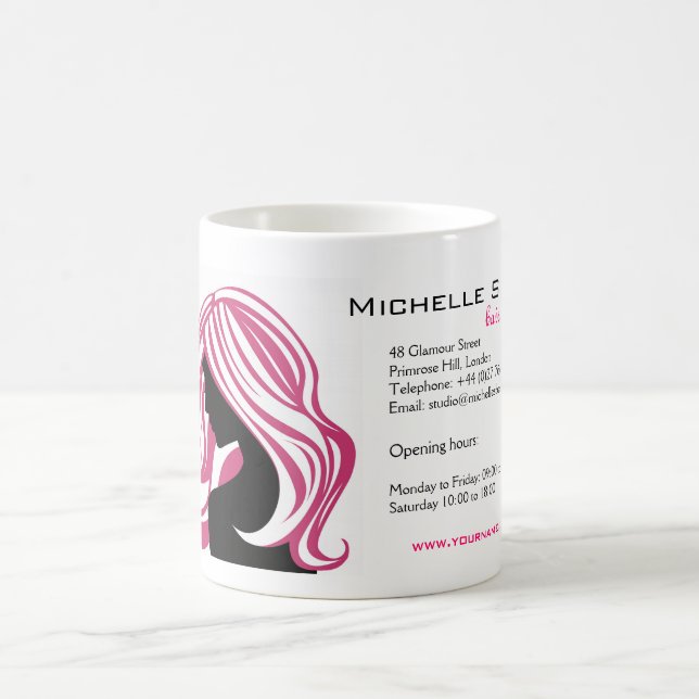 Taza De Café Chica encantador con pelo rosado Rama de peinado (Centro)