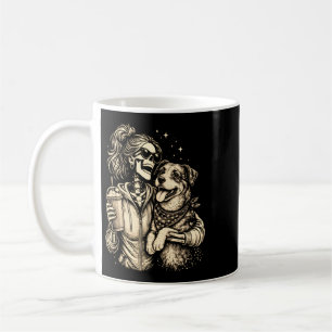 Taza De Café Chica Esqueleto Genial Con Perro - Amante De Masco