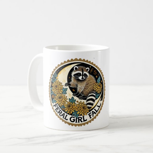 Taza De Café Chica Feral Caer Raccoon (Anverso izquierdo)