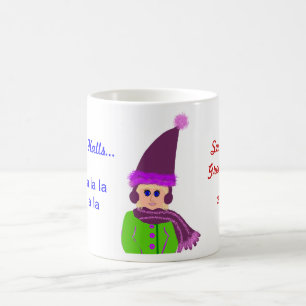 Taza De Café Chica festiva de ojos azules con sombrero de cirue