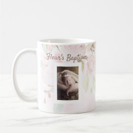 Taza De Café Chica floral rosa rosado Bautismo