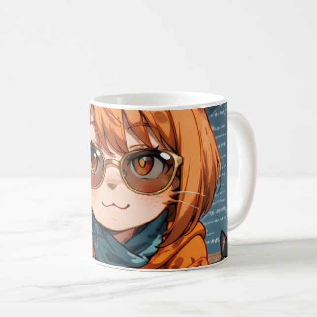 Taza De Café Chica Gato Anime Adorable  (Anverso derecho)