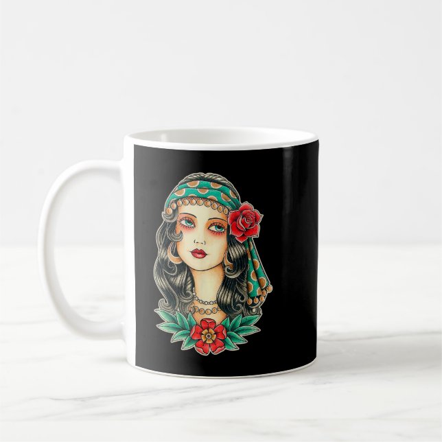 Taza De Café Chica Gitano Telefonía de la fortuna Tatto tradici (Izquierda)