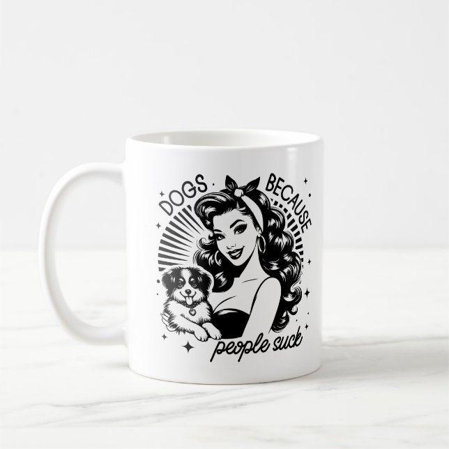 Taza De Café Chica Glam Retro de los 50 Cita Divertida y Sarcás (Izquierda)