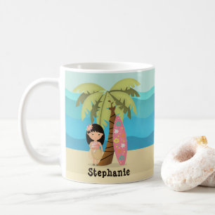 Taza De Café Chica Hawaiana Surfista