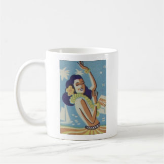 Taza De Café Chica Hula de Vintage Hawaii