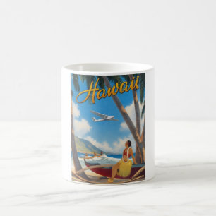 Taza De Café Chica Hula Hawaiana Vintage Escape Paradisíaco Alo