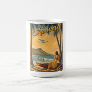 Taza De Café Chica Hula Hawaiana Vintage Escape Paradisíaco Alo