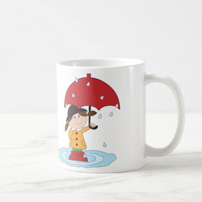 Taza De Café Chica inglés con el paraguas en lluvia (Derecha)