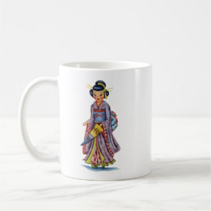 Taza De Café Chica Japonesa Vintage con Kimono