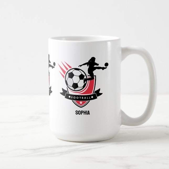 Taza De Café Chica jugador de fútbol, Chica de fútbol caja de f (Derecha)