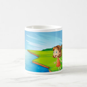 Taza De Café Chica junto al paisaje natural del río