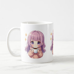 Taza De Café Chica Kawaii Acogedora de Café - Pegatina Estética