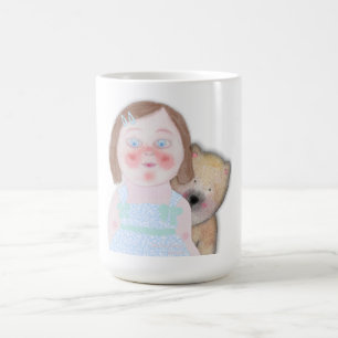 Taza De Café Chica linda con oso Calcomanía de vinilo de corte