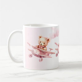 Taza De Café Chica lindo piloto de oso bebé piloto avión rosado