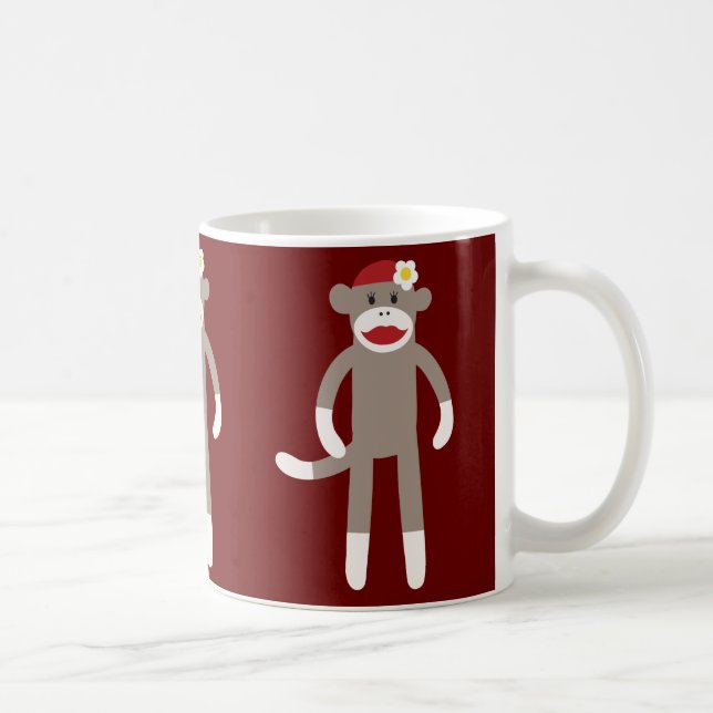 Taza De Café Chica lindo sock mono en rojo (Derecha)