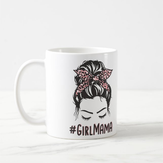 Taza De Café Chica Mama Messy Bun Chica Mamá Regalos (Izquierda)