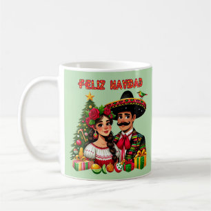 Taza De Café Chica mexicano: árbol de navidad Feliz Navidad art