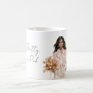 Taza De Café Chica Negra Bonita en Rosa