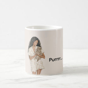 Taza De Café Chica Negra Gato Negro Purrrr Halloween