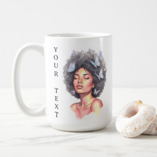 Taza De Café Chica Negra Mariposa Minimalista Pastel Personaliz