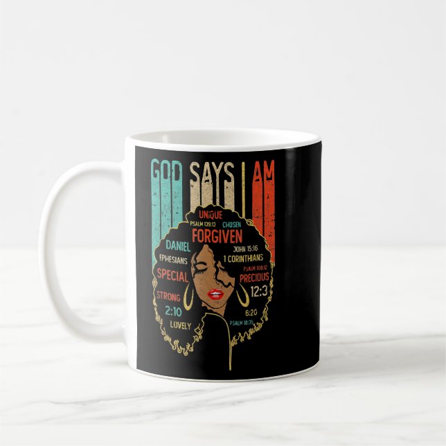 Taza De Café Chica negro Dios dice que soy negro melanín histor (Izquierda)