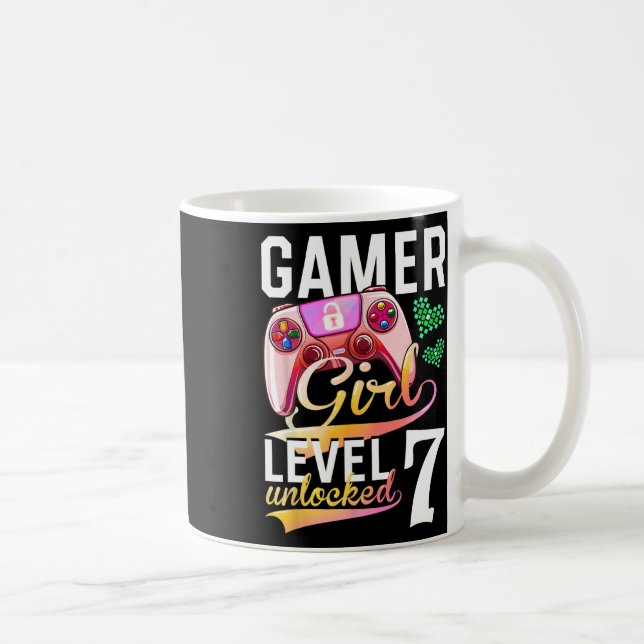 Taza De Café Chica Nivel 7 Videojuego desbloqueado 7º cumpleaño (Derecha)