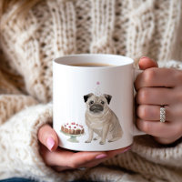 Chica personalizado Pug Café de cumpleaños tazón