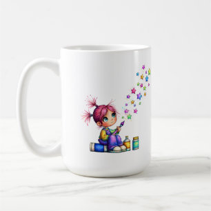 Taza De Café Chica Pintora de Estrellas Arcoíris Caprichosa