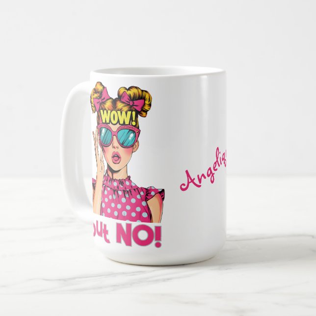 Taza De Café Chica Popart Dice "¡WOW pero NO!" (Anverso izquierdo)