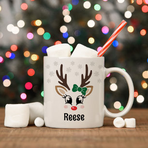 Taza De Café Chica Reno Cierna Lazo Verde Copo de Nieve