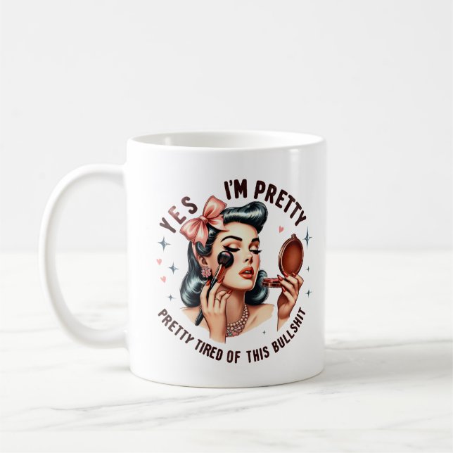 Taza De Café Chica retro ingenioso - Bonito cansada de la mezcl (Izquierda)