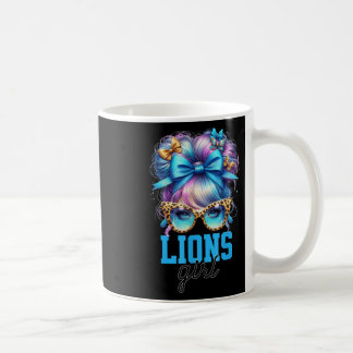 Taza De Café Chica Retro Leones Messy Bun Sports Fan Team Match
