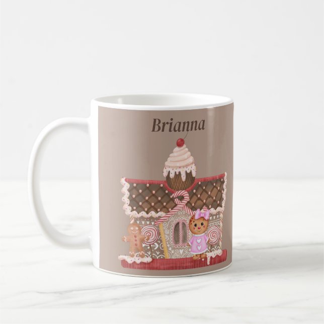 Taza De Café Chica rosa de pan de jengibre y casa con cerezo ar (Izquierda)