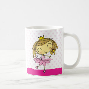 Taza De Café Chica rosado lindo de princesa Ballet del ♥ de la